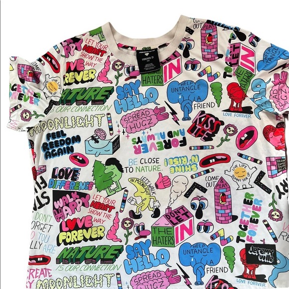 Jeremyville for Forever 21 Plus Limited Edition Pop Art Short Sleeve T-Shirt 3X - Picture 4 of 9
